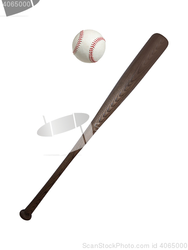 Image of baseball ball and bat isolated