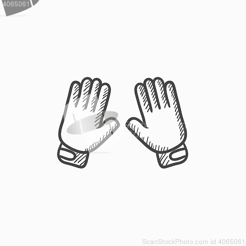 Image of Motorcycle gloves sketch icon.