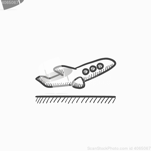 Image of Plane taking off sketch icon.