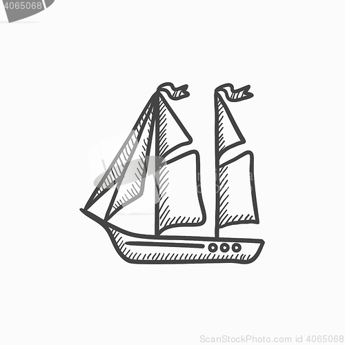 Image of Sailboat sketch icon.