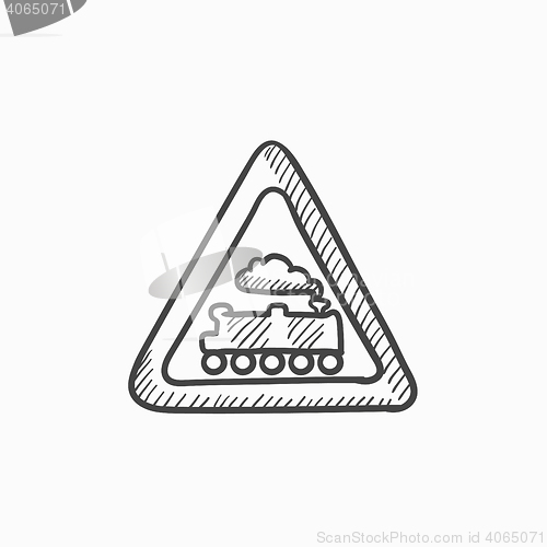 Image of Train sign sketch icon.