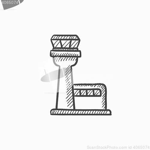 Image of Flight control tower sketch icon.