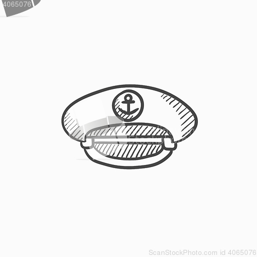 Image of Captain peaked cap sketch icon.