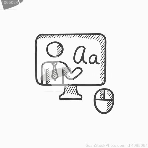 Image of Online education sketch icon.