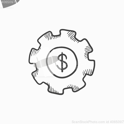 Image of Gear with dollar sign sketch icon.