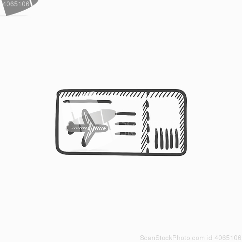 Image of Flight ticket sketch icon.