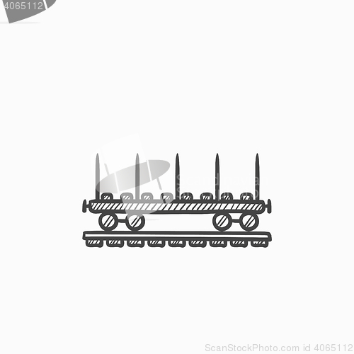 Image of Cargo wagon sketch icon.