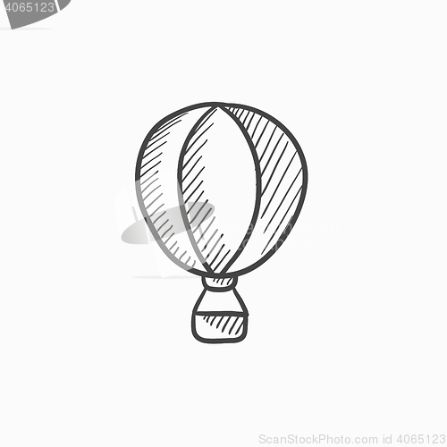 Image of Hot air balloon sketch icon.