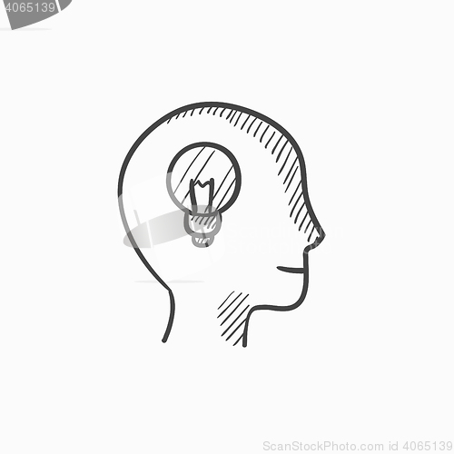 Image of Human head with idea sketch icon.
