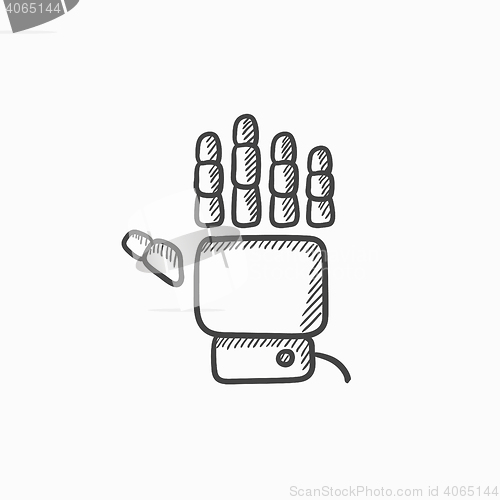 Image of Robot hand sketch icon.