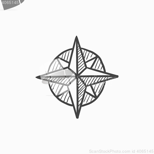 Image of Compass wind rose sketch icon.