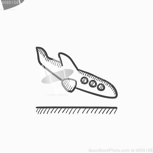 Image of Landing aircraft sketch icon.