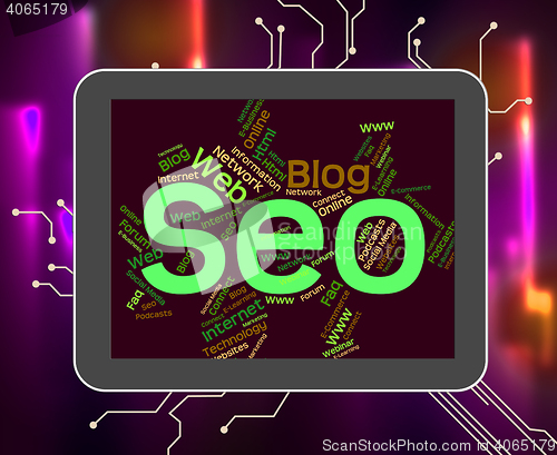 Image of Seo Word Shows Web Text And Optimization