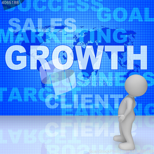 Image of Growth Words Represents Advance Rising And Development 3d Render