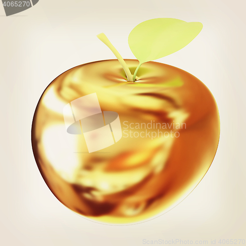 Image of Gold apple. 3D illustration. Vintage style.