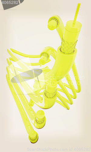 Image of Cables for high tech connect. 3D illustration. Vintage style.