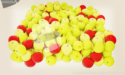 Image of apples isolated on white. 3D illustration. Vintage style.