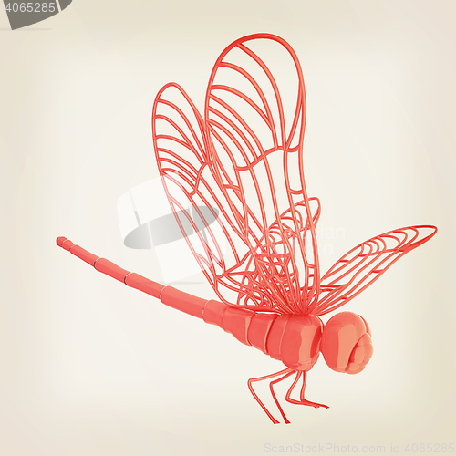 Image of Dragonfly. 3D illustration. Vintage style.