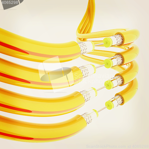 Image of Cables for high tech connect. 3D illustration. Vintage style.