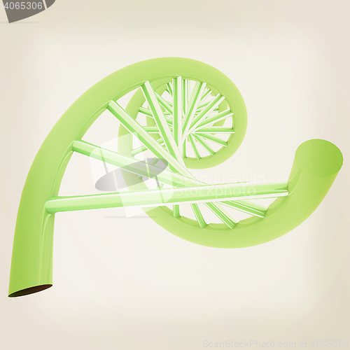 Image of DNA structure model on white. 3D illustration. Vintage style.
