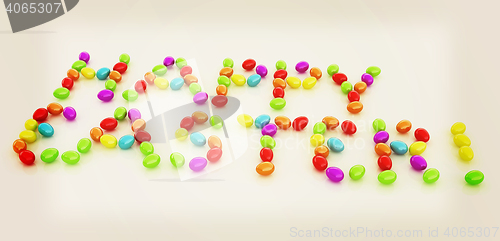 Image of Easter eggs as a \"Happy Easter\" greeting on white background. 3D