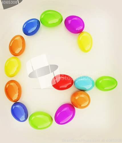 Image of Alphabet from colorful eggs. Letter \"G\". 3D illustration. Vintag