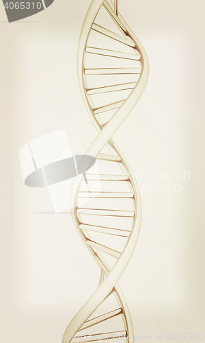 Image of DNA structure model on white. 3D illustration. Vintage style.