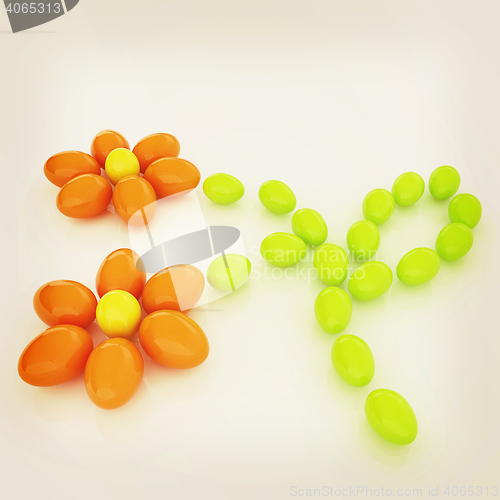 Image of Eggs in the shape of a flower. Unique Design. 3D illustration. V