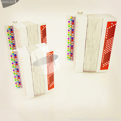 Image of Musical instruments - bayans. 3D illustration. Vintage style.. 3