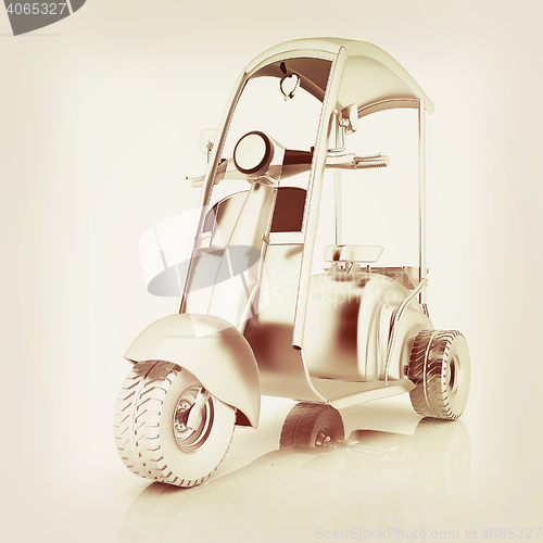 Image of scooter. 3D illustration. Vintage style.