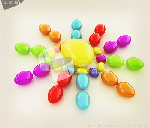 Image of Colored Eggs on a white background. 3D illustration. Vintage sty