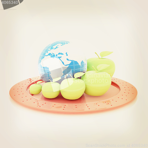 Image of Earth and apples around - from the smallest to largest. Global d