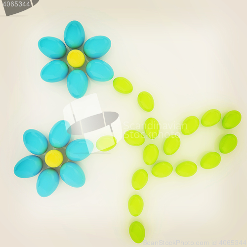 Image of Eggs in the shape of a flower. Unique Design. 3D illustration. V