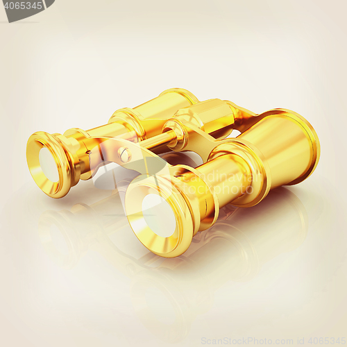 Image of binoculars. 3D illustration. Vintage style.