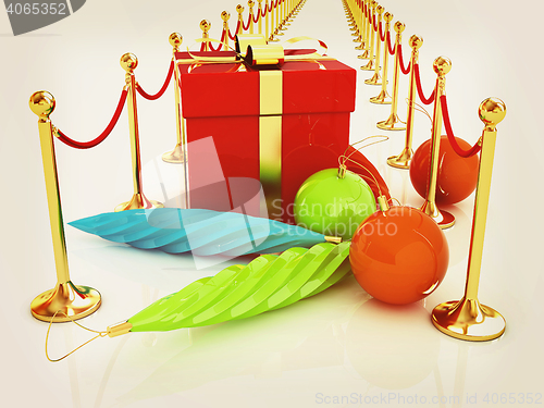 Image of Beautiful Christmas gifts on New Year\'s path to the success. 3D 