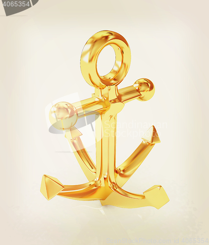 Image of Gold anchor. 3D illustration. Vintage style.