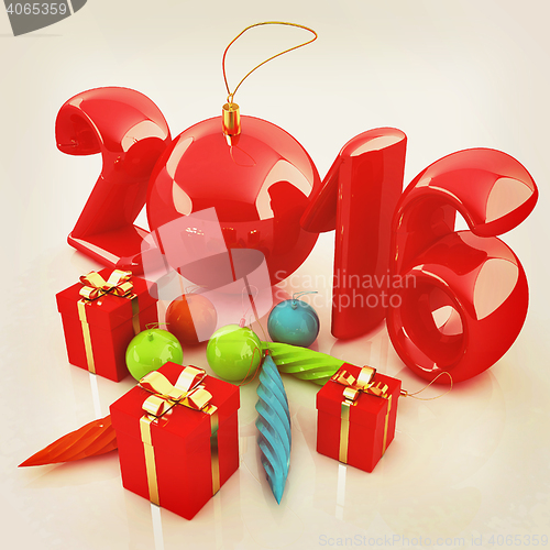 Image of Happy new 2016 year. 3D illustration. Vintage style.