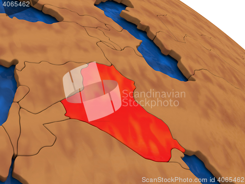 Image of Iraq on wooden globe