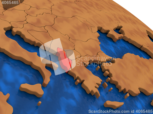 Image of Albania on wooden globe