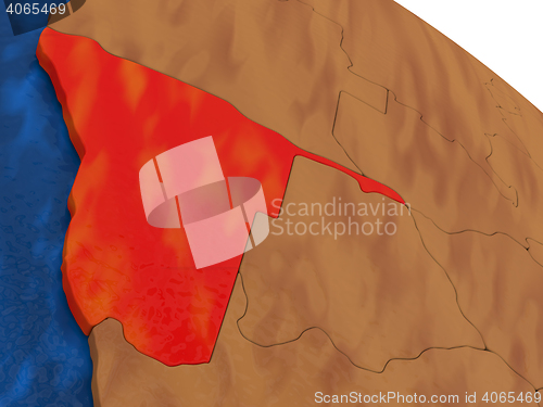 Image of Namibia on wooden globe