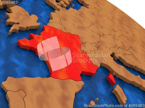 Image of France on wooden globe