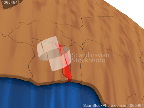 Image of Togo on wooden globe
