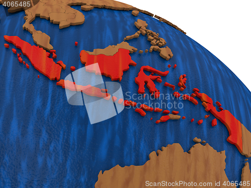 Image of Indonesia on wooden globe