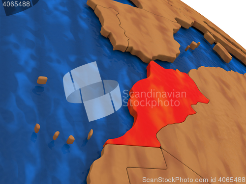 Image of Morocco on wooden globe