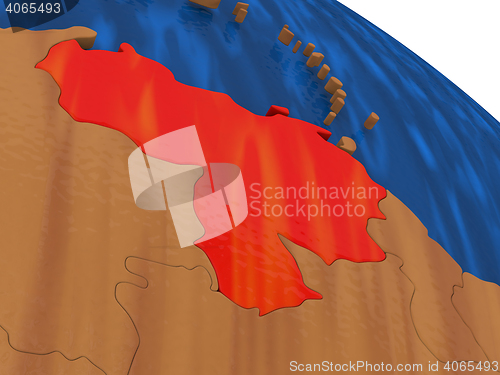 Image of Venezuela on wooden globe