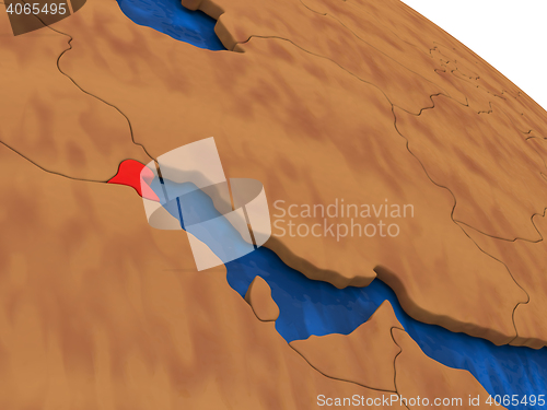 Image of Kuwait on wooden globe