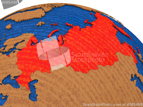 Image of Russia on wooden globe