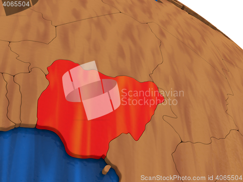 Image of Nigeria on wooden globe