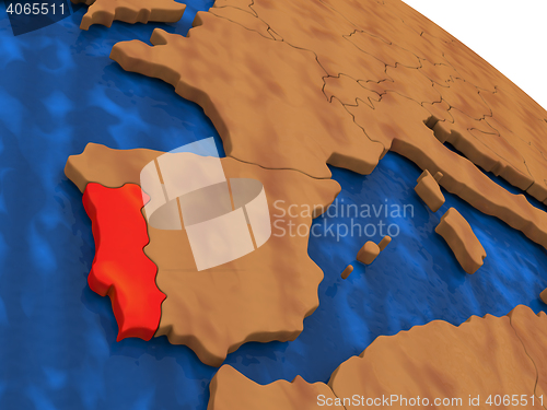 Image of Portugal on wooden globe