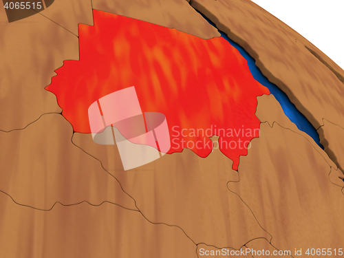 Image of Sudan on wooden globe